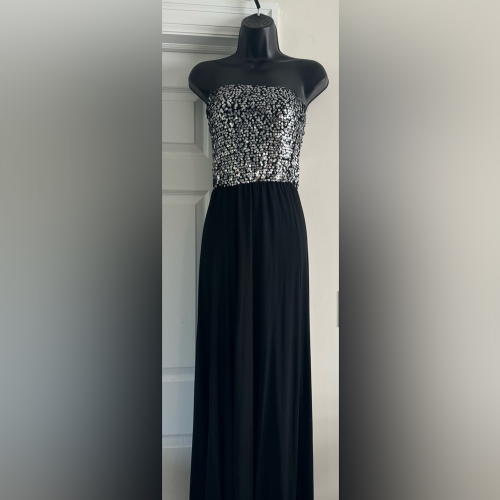 DB Dakota Black & Silver Sequin Strapless Jumpsuit